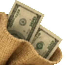 two twenties standing up in the collar of the bag, unclaimed, untouched, not his